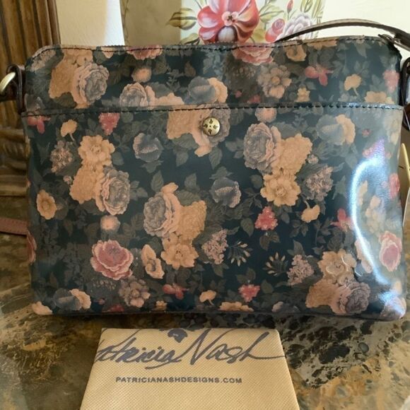 Patricia NASH DENIM FIELDS OLIVE GENUINE LEATHER FLORAL CROSSBODY BAG NE… - Picture 11 of 14
